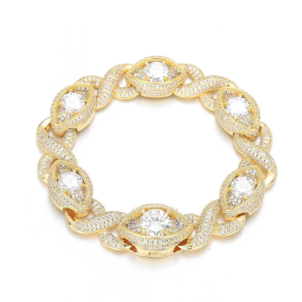 Set Infinity Cuban 15 mm – Collar y Pulsera con Zirconias Cúbicas en Baño de Oro