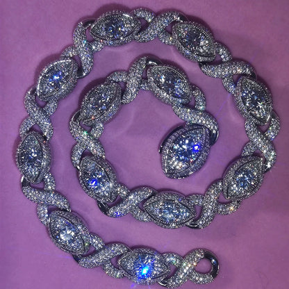 Set Infinity Cuban 15 mm – Collar y Pulsera con Zirconias Cúbicas en Baño de Oro